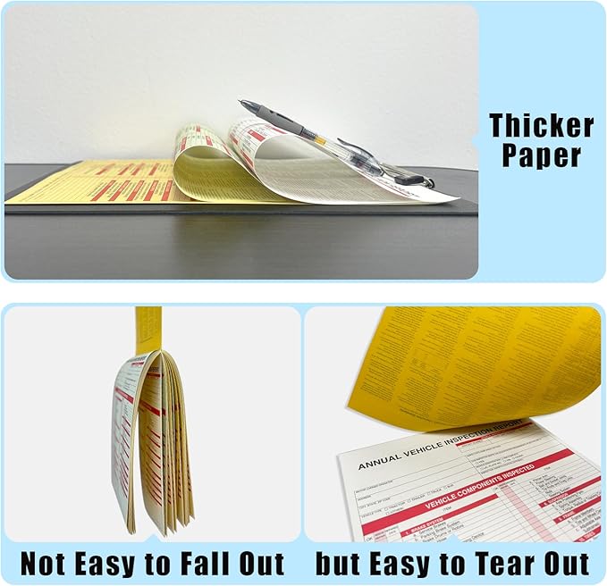 Goldenfox DOT Inspection Forms and Stickers. 10-Pack,3-Ply Carbonless Annual Vehicle Inspection Report Form(8.5" x 11.75") with 2-Ply Vinyl White Interior Inspection Label(5"x4")-VerdiqueGarden