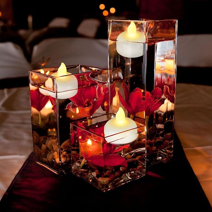 72 Pack Flameless Flickering Floating Tea Lights, Warm White Battery Operated Outdoor Waterproof Candles, LED Votive Tealight Candles Bulk for Wedding Centerpiece Vase Pond Halloween Decorations-VerdiqueGarden