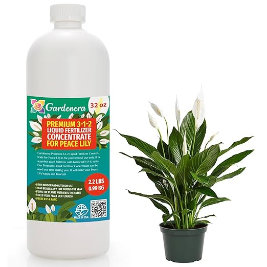 Premium Liquid Peace Lily Plant Fertilizer - 3-1-2 Concentrate for Indoor Plants and Flowers by Gardenera | Organic Plant Food for Peace Lily - 32oz-VerdiqueGarden
