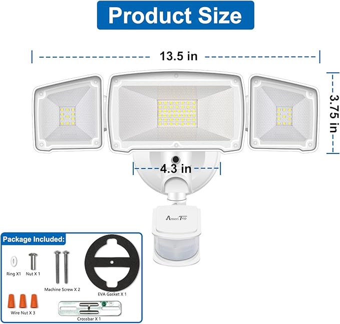 AmeriTop Motion Sensor Lights Outdoor, 2-in-1 Ultra Bright 3500LM 35W LED Security Flood Lights with Motion Sensor Mode & Dusk to Dawn Sensor Mode/ETL Certified, IP65 Waterproof-VerdiqueGarden