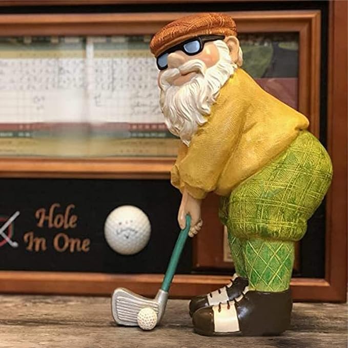 Elenon Funny Garden Golf Gnome Outdoor Statue Decorative, Adorable Flower Bed Decor Golfing Gnome Statue, Yard Patio Art Decor Dwarf Sculptures Table Ornament-VerdiqueGarden