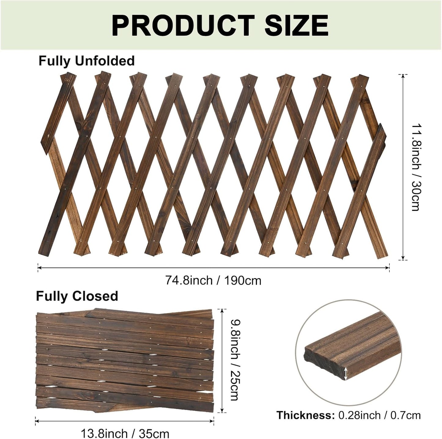 1-Pack Expandable Willow Trellis, 12" x 75" Wooden Lattice Panels Wall Fence for Outdoor Yard Climbing Plants Vine Balcony Patio Decor, Expandable Plant Support Trellis-VerdiqueGarden