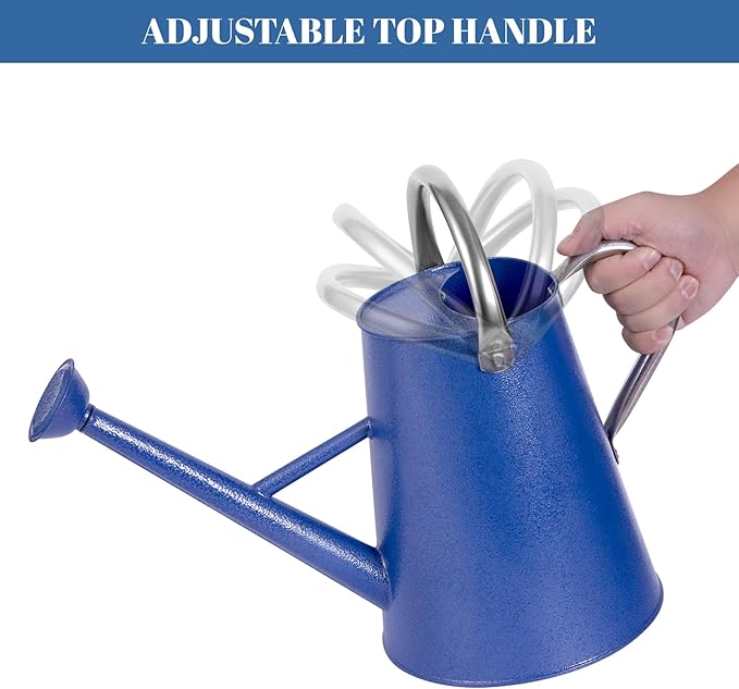 1.5 Gallon Watering Can for Outdoor Plants,Large Metal Plant Watering Pot with Removable Spout,Flower Garden Water Can Watering Pot,Galvanized Steel Watering Can with Stainless Steel Handles，Navy-VerdiqueGarden