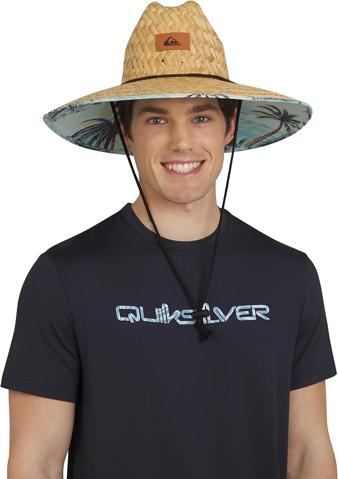 Quiksilver Men's Wide Brim Outdoor Lifeguard Straw Sun Hat-VerdiqueGarden