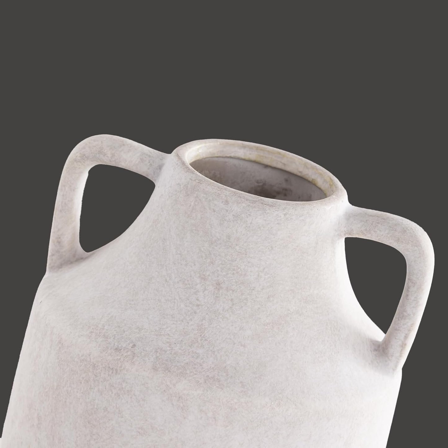 Mitt&Ditt Ceramic Flower Vase with Handles, 8 inch Tall Off-White Vase, Decorative Terracotta Vases, Farmhouse Rustic Pottery Vases for Home Decor, Living Room, Table-VerdiqueGarden