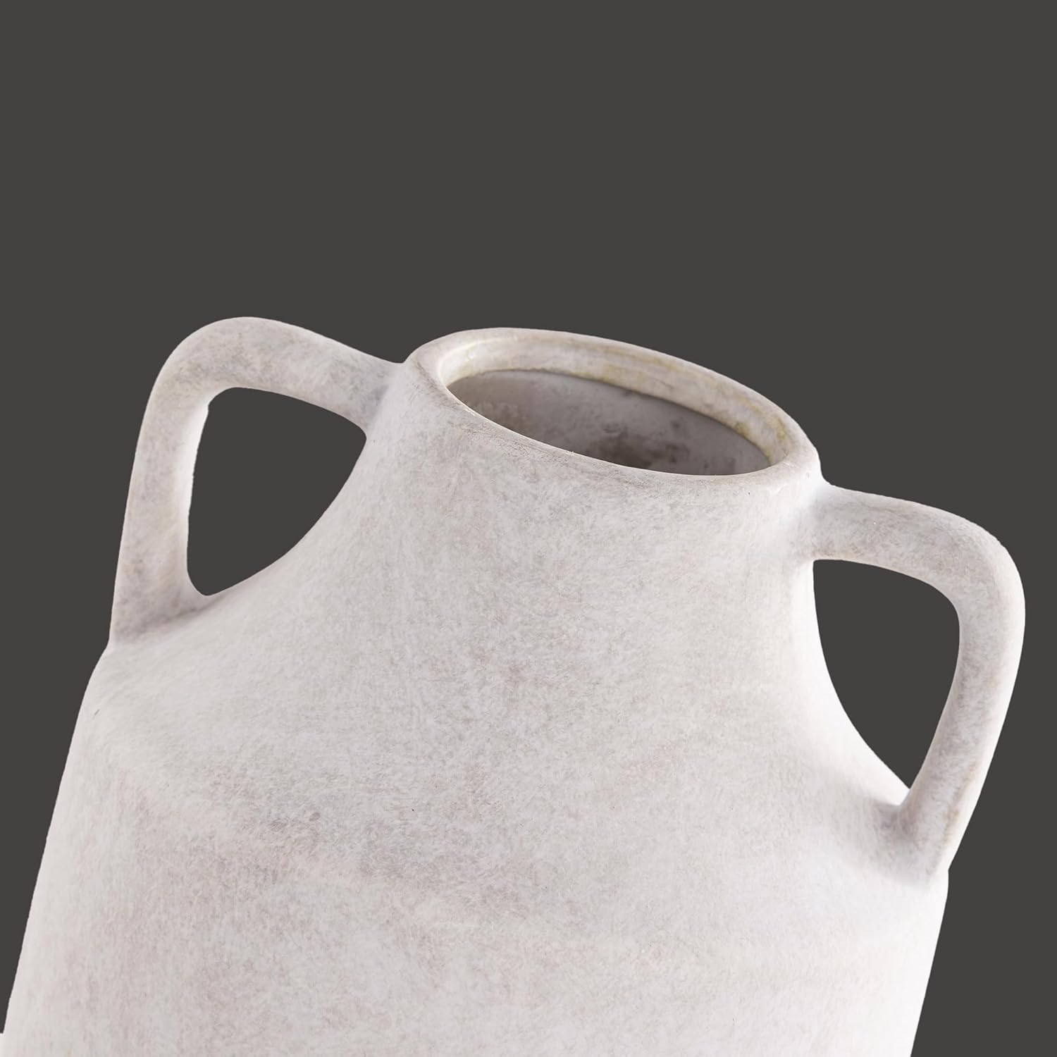 Mitt&Ditt Ceramic Flower Vase with Handles, 8 inch Tall Off-White Vase, Decorative Terracotta Vases, Farmhouse Rustic Pottery Vases for Home Decor, Living Room, Table-VerdiqueGarden