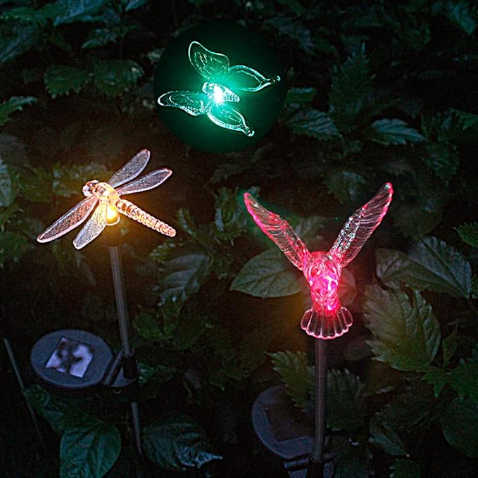 Anordsem Solar Lights Outdoor Decorations: Garden Stake Light Waterproof for Yard Decor Outside - LED Dragonfly Hummingbird Butterfly Lamp for Patio Pathway Home-VerdiqueGarden