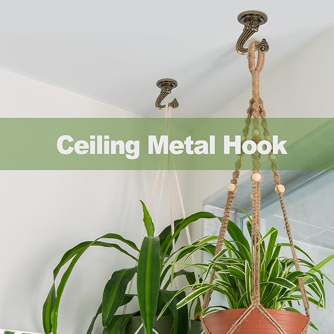 Ceiling Swag Hook Sets - Heavy Duty Hooks with Mounting Hardware for Hanging Plant, Ceiling or Extender Chains - Easy Install with Screws/Brackets-VerdiqueGarden