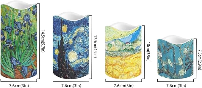 Ystardream Oil Painting Flameless Candles Plastic Moving Flickering LED Candles with Remote Color Changing & Timer,4 Packs-VerdiqueGarden