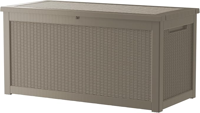 320 Gallon Outdoor Storage Box Waterproof Lockable Resin Deck Box Large, Patio Storage Bin for Pool Accessories Cushion Furniture, Garden Tools, UV-Resistant Outside Delivery Grey-VerdiqueGarden