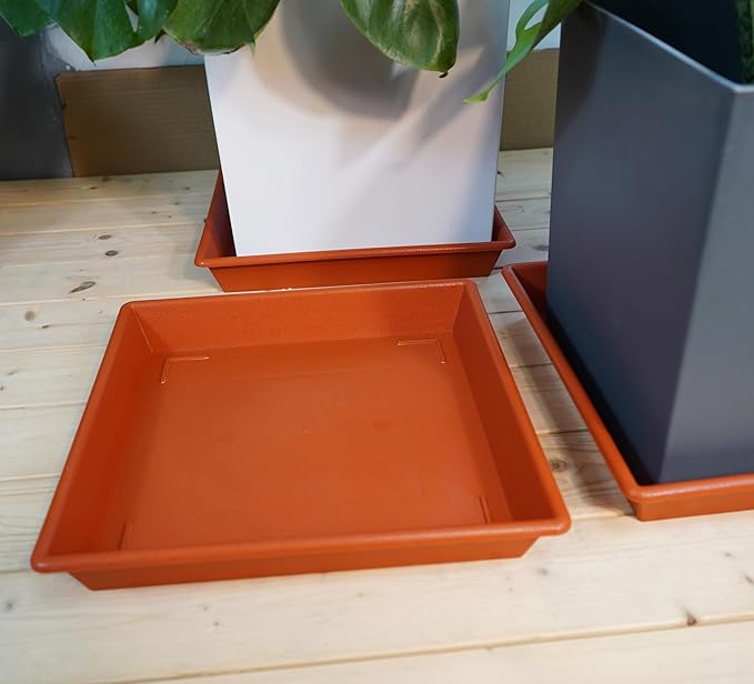 Square Plant Saucer 18 Inch 2 Pack, Large Plant Trays for Pots Heavy Duty Plastic Plant Saucers for Indoors Outdoors, Flower Pot Plant Drip Trays No Holes Terracotta Plant Lover Gardening Gifts-VerdiqueGarden