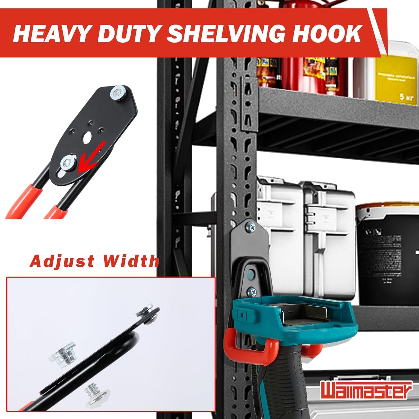 Wallmaster Garage Hooks Organizer Kit,12 Pack Adjustable Heavy Duty Shelving Hook,Wall Mount Utility Steel Garage Organization, for Organizing Garden Tools-VerdiqueGarden