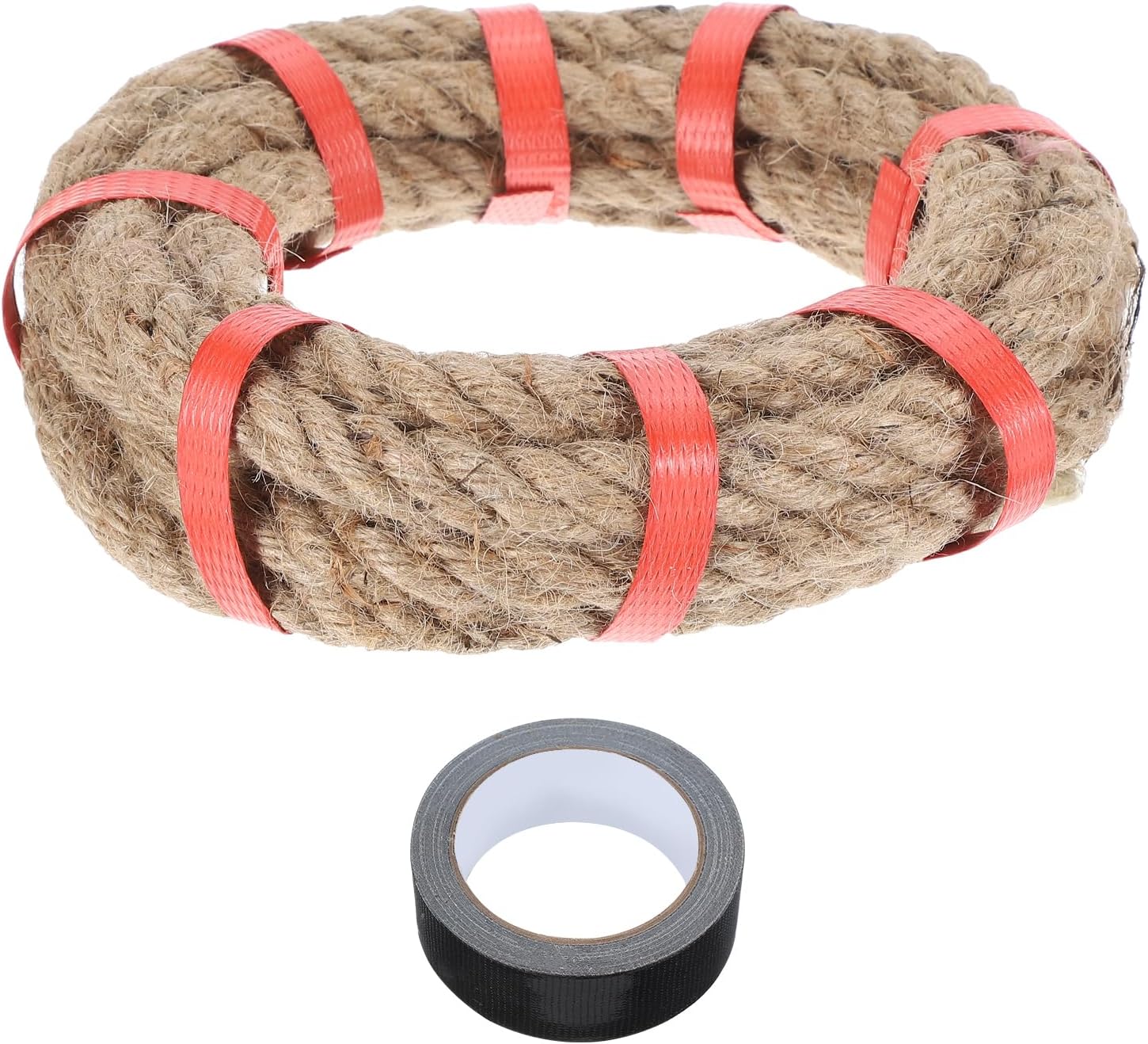 MECCANIXITY Jute Rope 0.6 Inch x 25ft, Thick Twine Rope Ropes Braided Jute Twine Natural Brown Burlap Cord String Heavy Twisted with Tape for Decorative Crafts Railing Swing Tug of War-VerdiqueGarden