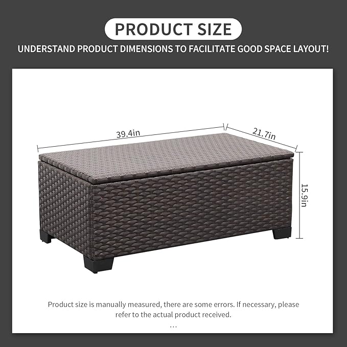 Rattaner Outdoor Storage Table Wicker Patio Coffee Table All-Weather Wicker Side Table with Waterproof Cover, Brown-VerdiqueGarden