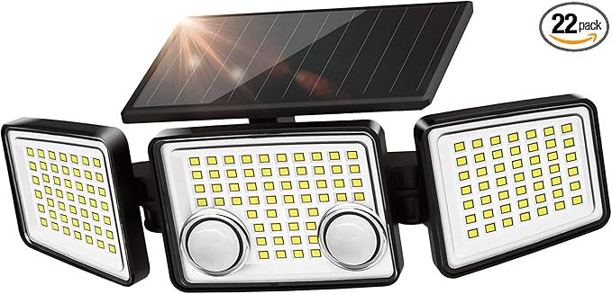UME Solar Outdoor Lights - 3000 Lumen, 7000K, 152 LED Super Bright Motion Sensor Flood Lights with 2 Sensors, IP65 Waterproof, 270 Wide Angle, 3 Modes for Garden & Patio-VerdiqueGarden
