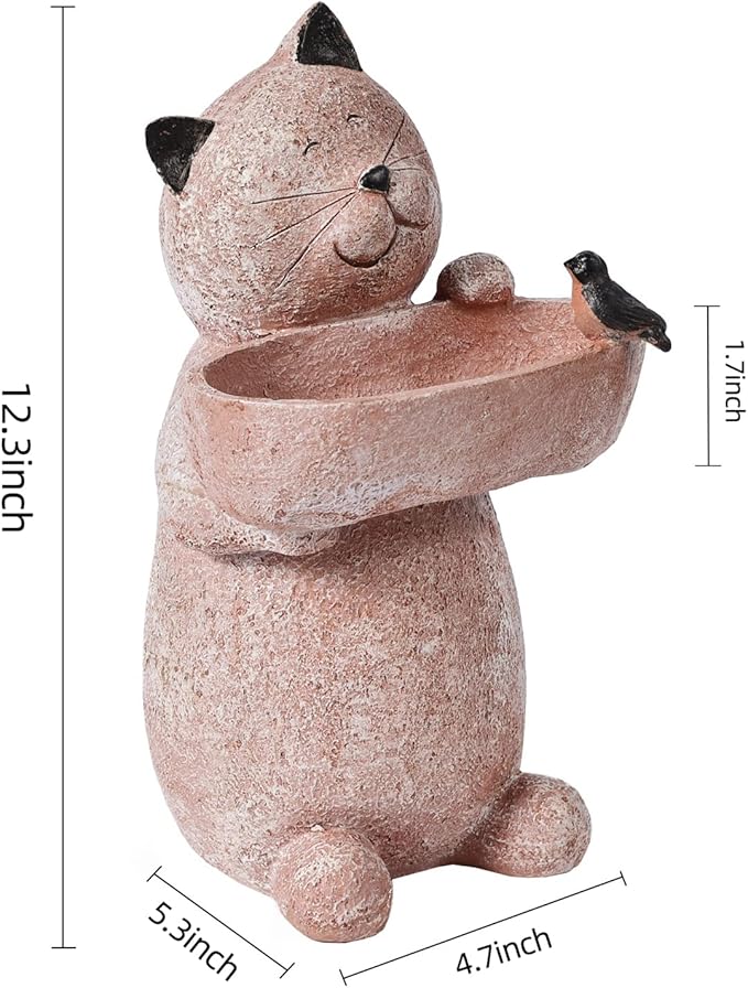 Cat Garden Statue Outdoor Decor Sculptures 12.3 Inch Height Figurine Gardening Lawn Ornament Gifts for Women-VerdiqueGarden