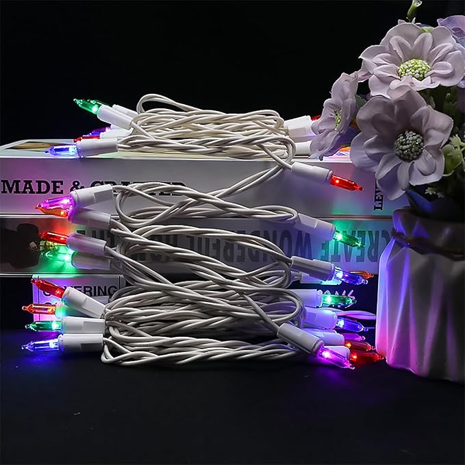 Multicolor Christmas LED Lights - 35 Count Multi-Colored Christmas String Lights for Small Tree, Crafts, Holiday, Indoor/Outdoor Decorations, 11 Feet White Wire, UL Certified, Connectable-VerdiqueGarden