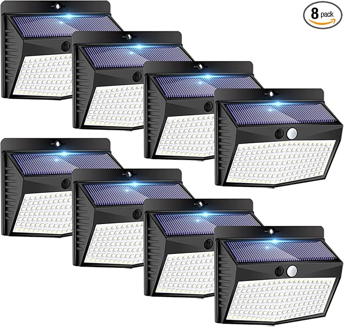 Solar Lights Outdoor, [138 LED/8 Packs] Solar Motion Sensor Security Lights with 3 Lighting Modes Solar Wall Lights Waterproof Solar Powered Lights Outside for Garden Fence Yard Deck Garage-VerdiqueGarden