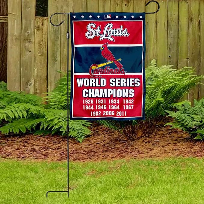 WinCraft Cardinals 11 Time Champions Garden Flag with Stand Holder Flagpole-VerdiqueGarden