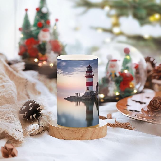 Lighthouse Flameless Candles with Remote Control and Timer, Adjustable Brightness Long Lasting Battery Operated LED Pillar Candles for Indoor Outdoor Party Home Decor, 2 Pack-VerdiqueGarden