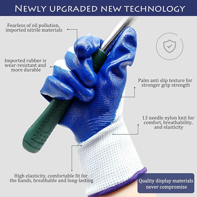 48 Pairs Garden Gloves for Women Men Breathable Rubber Coated Yard Safety Work Thorn Proof Work Gloves-VerdiqueGarden