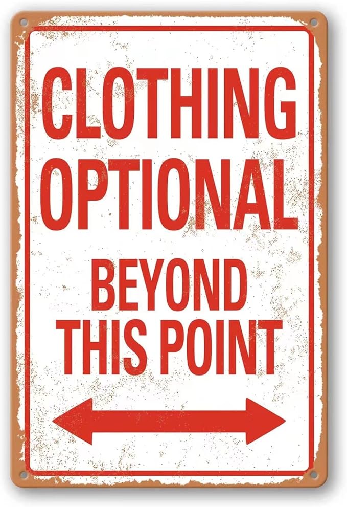 Clothing Optional Beyond This Point Sign Vintage Metal Tin Signs Man Cave Decor Bar Signs Wall Decor For Room Gifts For Men Red Sign 12 X 8 Inch-VerdiqueGarden