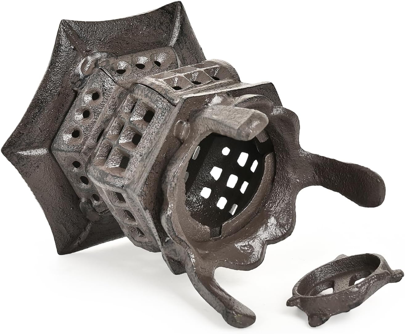 Sungmor Cast Iron Candle Holder, Decorative Garden Hanging Lantern, Vintage Tabletop Tealight Candle Holder, Home Porch Patio Decor, Candle Stand for Votive Candle, Flameless Candle-VerdiqueGarden
