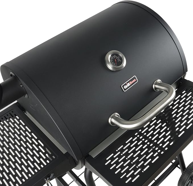 Grill Boss 23 Inch Charcoal Barrel Grill with Adjustable Grate, Large Cooking Area, Black-VerdiqueGarden