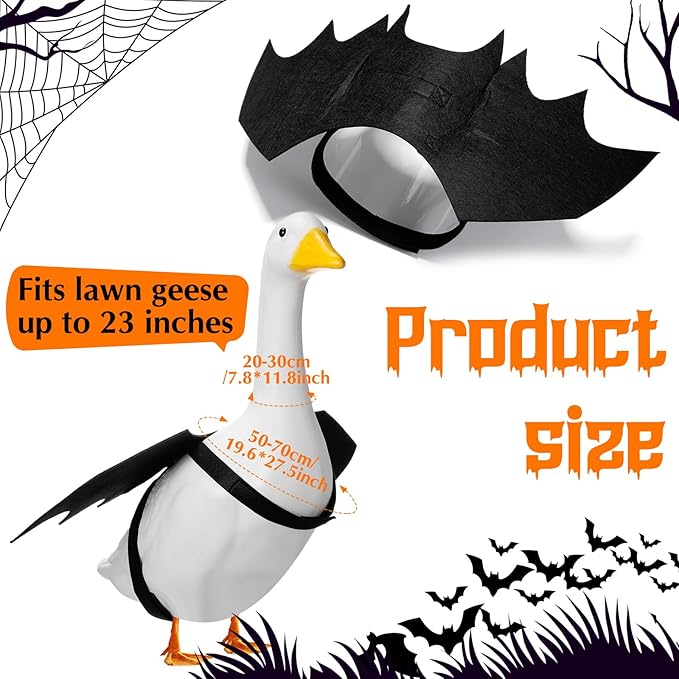 Halloween Goose Outfit Lawn Porch Goose Outfit Spider Bat Costume Plastic Goose Clothing for 23" Goose Halloween Outdoor Patio Yard Lawn Art Decoration(Bat)-VerdiqueGarden