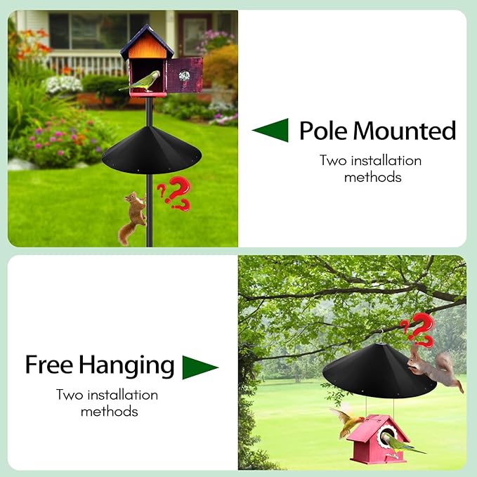 24-inch Large Outdoor Squirrel Baffles for Bird Feeders Pole, Baffle with Metal Frame, Squirrel Guard for Bird Houses, Two Way Use, Black Color-VerdiqueGarden