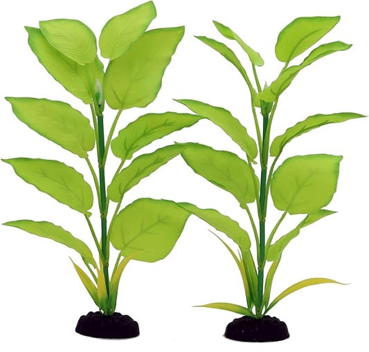 2-Pack 12 Inch Aquarium Silk Aquarium Plants, Artificial Plastic Plant for Small Tank, Goldfish, Fish Hides (Light Green, 12 Inch)