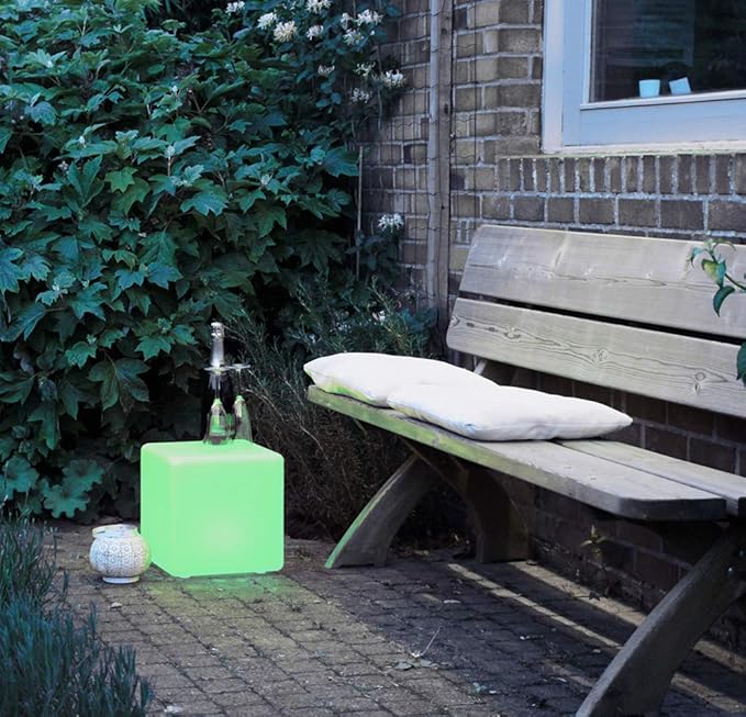 Mr.Go 12-inch Rechargeable Magic LED Light Cube Stool with Remote Control Fun Mood Lamp Soothing Night Light Decorative Lighting for Home Kids Bedside Bedroom Nightstand Nursery Pool Party-VerdiqueGarden