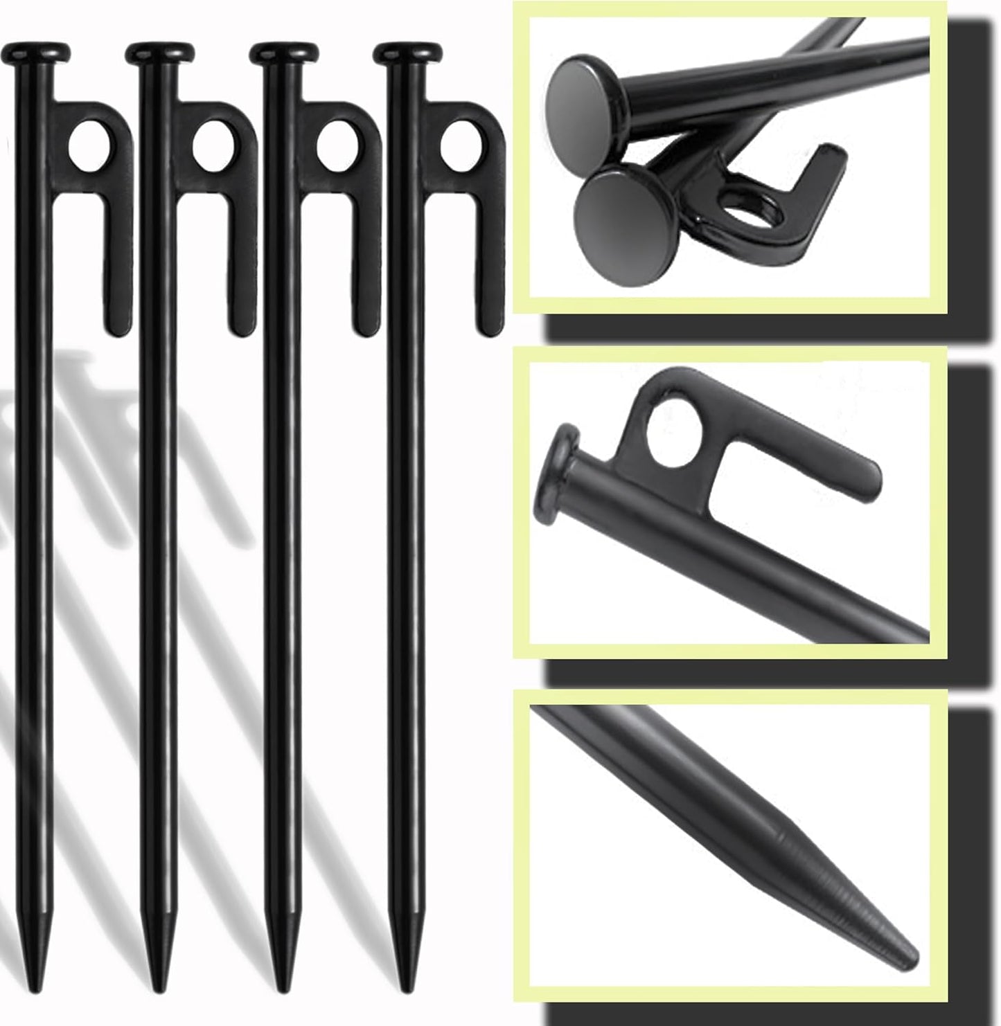 Tree Stake Kits, Tree Stakes and Supports Kits for Hurricane Protection & Bad Weather, Include 4 PCS 11.8" Heavy Duty Steel Tree Stakes, 4 PCS 15.8" Tree Straps and 4PCS 16.4FT Rope-VerdiqueGarden