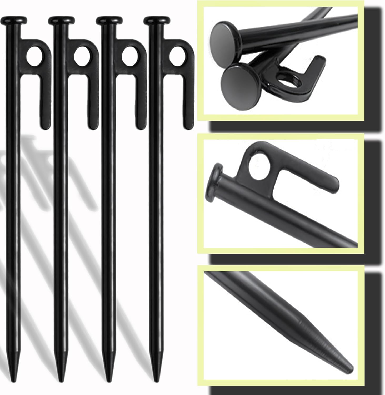 Tree Stake Kits, Tree Stakes and Supports Kits for Hurricane Protection & Bad Weather, Include 4 PCS 11.8" Heavy Duty Steel Tree Stakes, 4 PCS 15.8" Tree Straps and 4PCS 16.4FT Rope-VerdiqueGarden