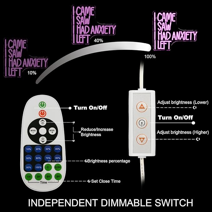 CAME SAW HAD ANXIETY LEFT Neon Sign Wall Decor, Neon Light for Christmas Party Bar Home Christmas Decorations Family Gifts-VerdiqueGarden