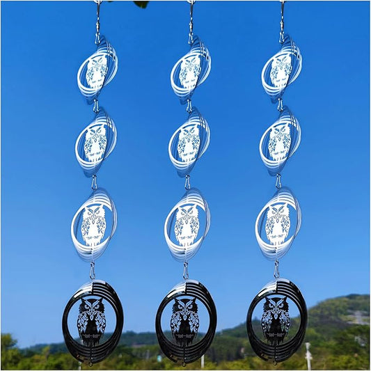 12 Discs Owl Bird Scare Discs Set-Highly Reflective Double-Sided Bird Reflectors,Extra Sparkly Owl Wind Spinner Outdoor Garden Decor, Bird Devices Deterrent to Scare Birds Away from Yard Patio Farm-VerdiqueGarden