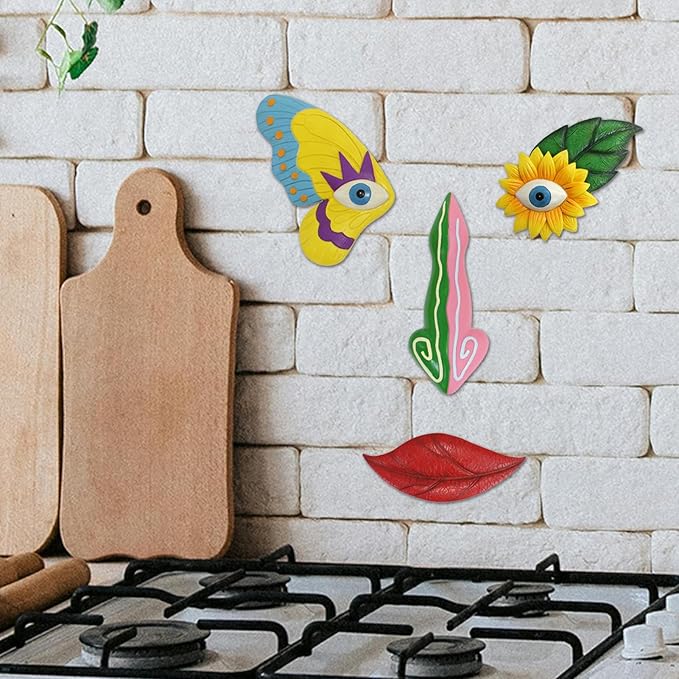 Tree Faces Decor Outdoor,Funny Tree Faces Sculpture,Colorful Fence Decorations Outdoor,Suitable for Yard and Garden Art Décor(1pcs,Colorful Butterfly)-VerdiqueGarden