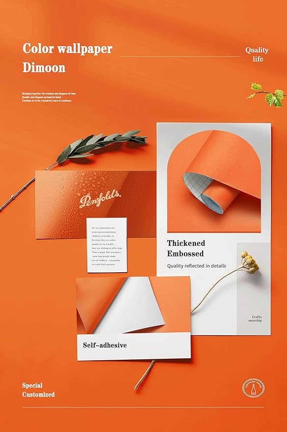 Dimoon 393''x17.7'' Orange Peel and Stick Wallpaper Contact Paper Modern Self Adhesive Wall Paper Removable Renter Friendly Textured Solid Color Shelf Vinyl Roll (393''x17.7'',Tropical Orange)-VerdiqueGarden