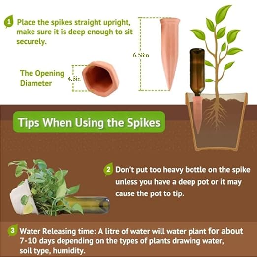 10 Pcs Clay Self Watering Planter Insert Self Watering Spikes Vacation Plant Watering Devices Used in Holidays-VerdiqueGarden