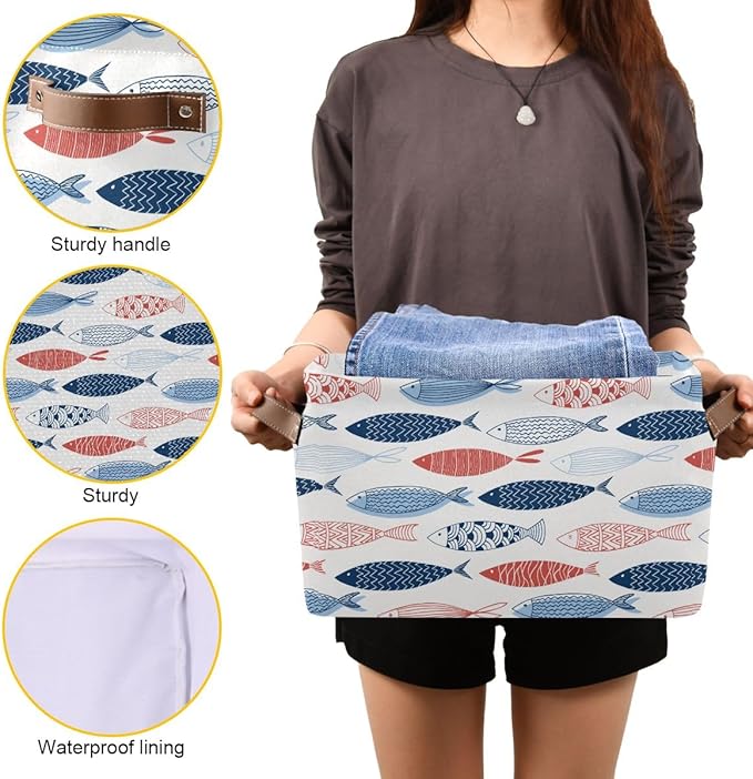 Fish Rectangular Storage Basket Organizer Bin Shelf Baskets For Clothes Gifts For Home Office Dorm-VerdiqueGarden