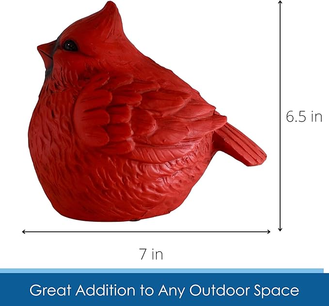 Stocky Cardinal Garden Statue and Key Hider - Hides a Secret Extra Hidden Key Outside in Garden, Yard or Porch-VerdiqueGarden