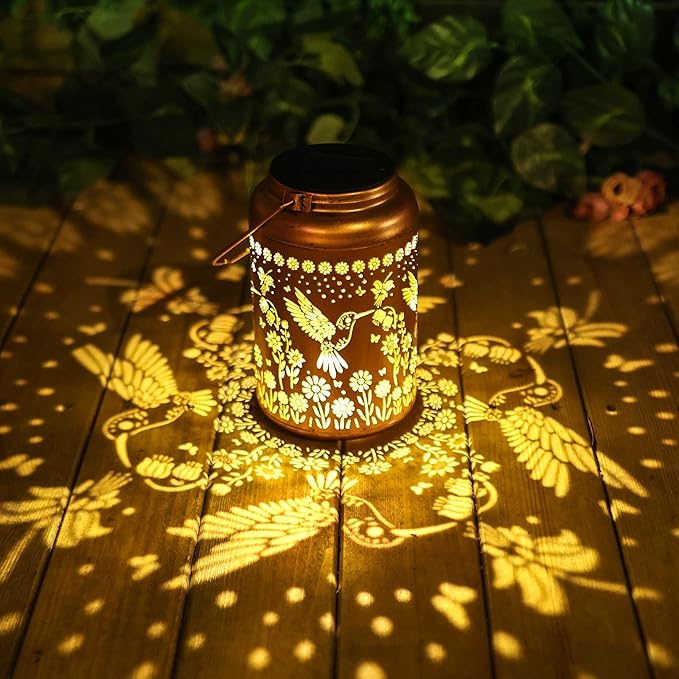 Hummingbird Solar Lanterns Outdoor Waterproof Hanging Solar Lights Metal Decorative LED Lanterns Outside Decor for Garden,Yard,Patio,Lawn Christmas Gifts for Women Mom-VerdiqueGarden