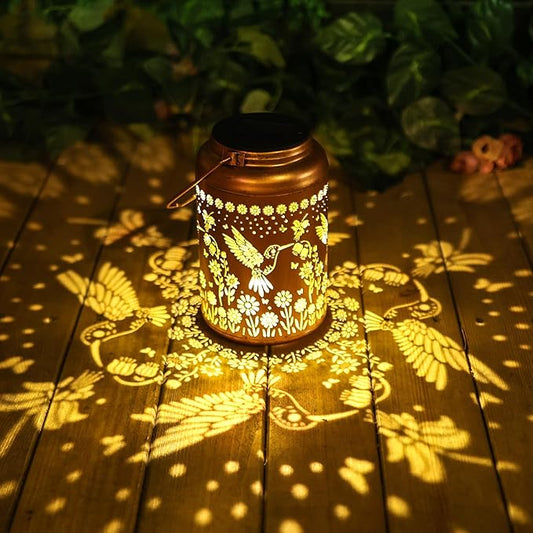 Hummingbird Solar Lanterns Outdoor Waterproof Hanging Solar Lights Metal Decorative LED Lanterns Outside Decor for Garden,Yard,Patio,Lawn Christmas Gifts for Women Mom-VerdiqueGarden