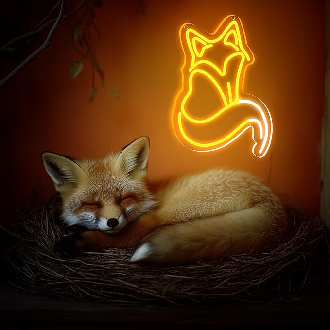 Fox Neon Signs, Fox LED Light for Wall Decor, Dimmable Neon Fox Sign Animal Sign for Fox Lovers Bedroom Living Room Bar Club Art Decor Gifts(14.2 x 9.4 inches) ﻿-VerdiqueGarden