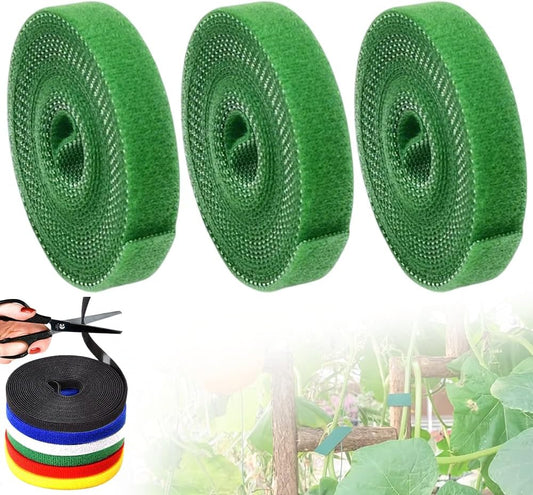 Reusable Plant Ties Tape for Climbing Plants, Garden Ties Tomato Plant Supports, Adjustable Garden Twine & Twist Ties Plant Ties for Outdoor Indoor Plants Stakes Gardening Supplies (Green, 3 Rolls)-VerdiqueGarden