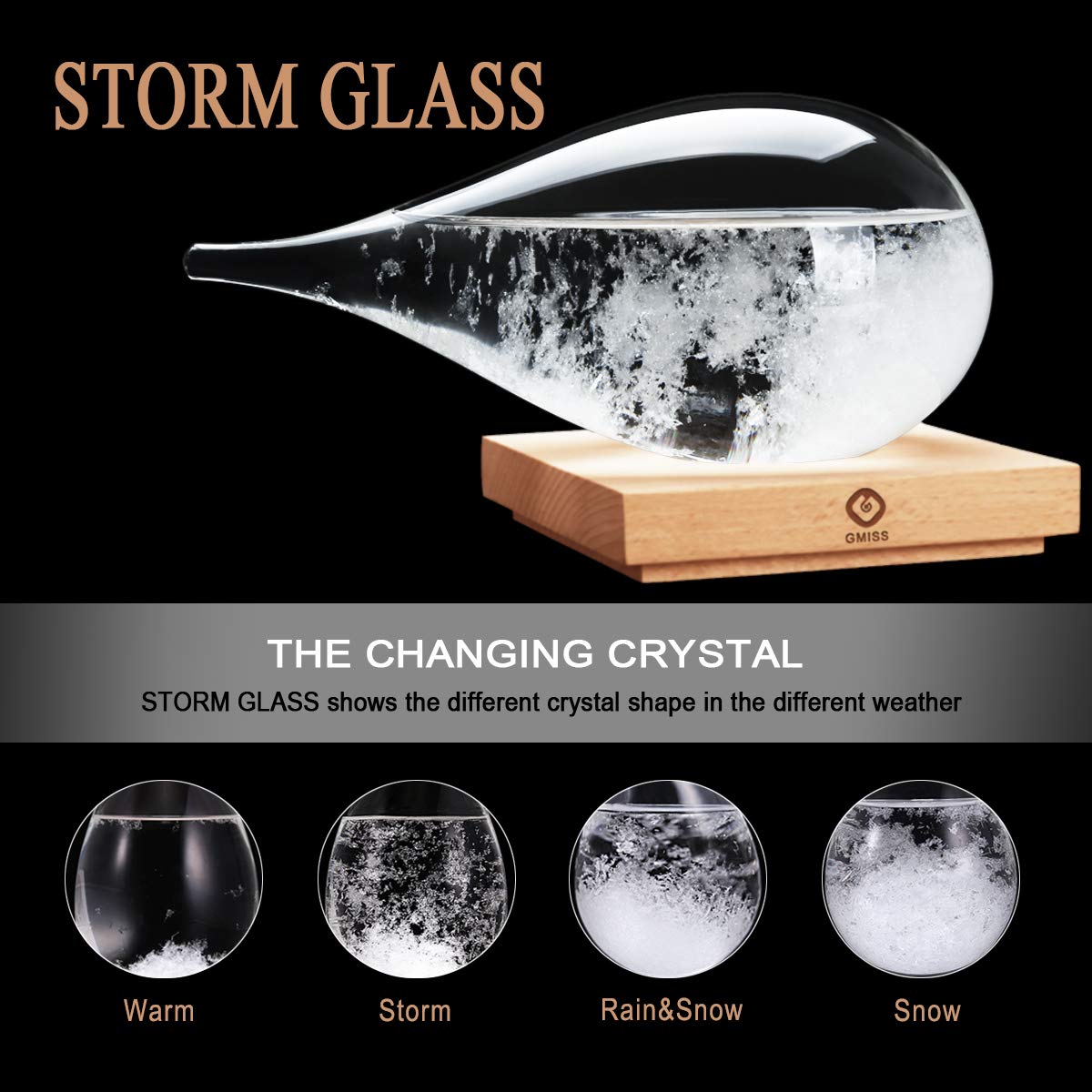 Father's Day Gifts for Him, Storm Glass Weather Predictor, Drop-Shaped Glass Barometer Weather Station, Unique Decorative Glass Bottles Weather Forecaster for Home and Office-VerdiqueGarden