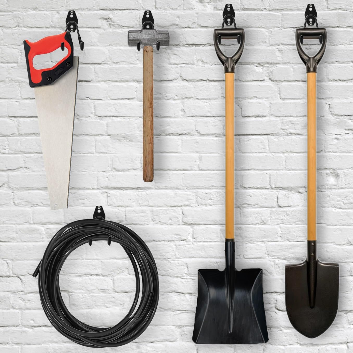 6 Pack Garage Hooks Heavy Duty - Supports 100 lbs, Utility Steel Garage Hanger & Organizer for Organizing Garden Lawn Tools, Ladders, Garden Hose, Digging Shovel, Bikes, Ropes-VerdiqueGarden