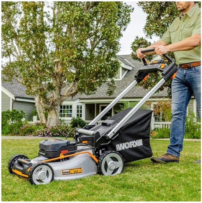 Worx 40V Cordless Lawn Mower, Electric Mower with Brushless Motor, 3-in-1 Self-Propelled Lawn Mower WG753-2 Batteries & Charger Included-VerdiqueGarden
