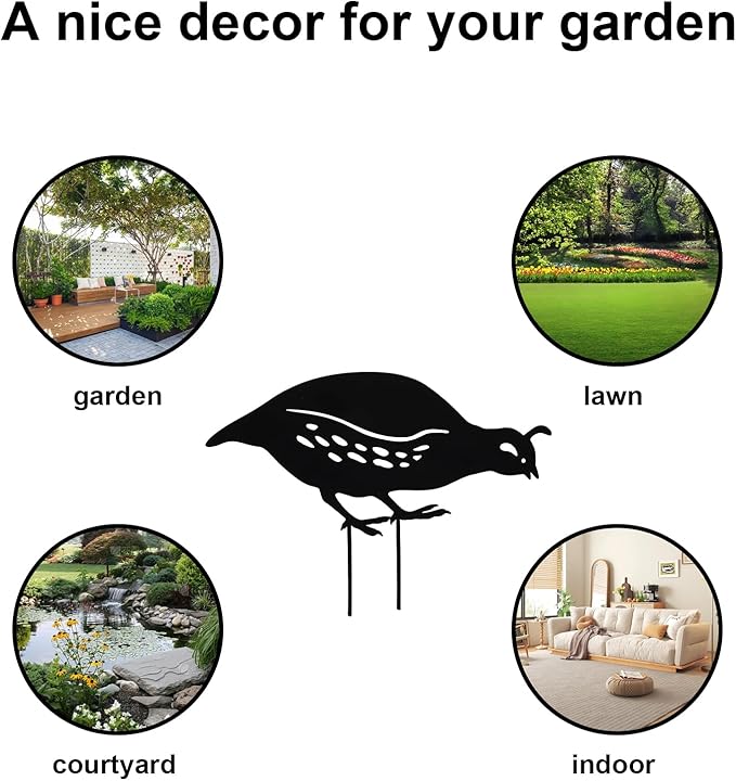 jojofuny 4pcs Garden Quail Stake Bird Yard Art Metal Statue Decor Animals Silhouette Outdoor Decoration Courtyard Ornaments for Lawns Backyard Patio Backyard Pathway-VerdiqueGarden