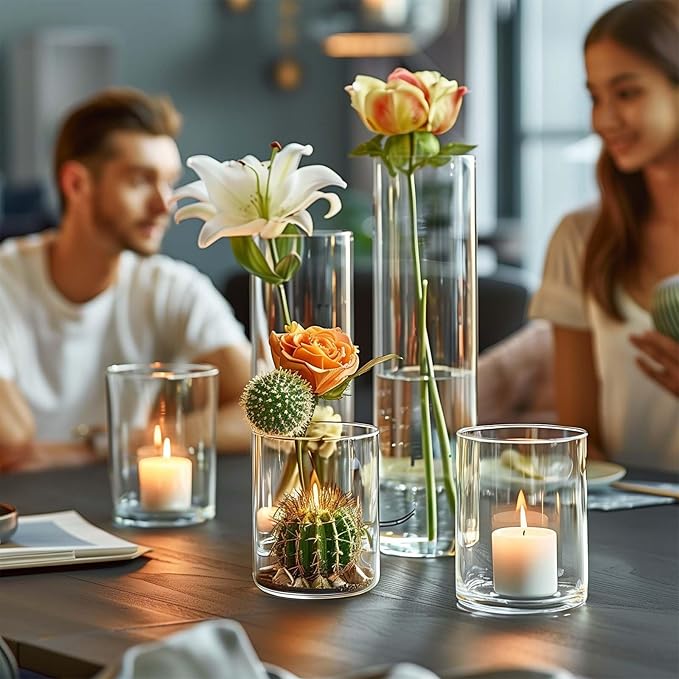 30pcs 11.8Inch Large Size Glass Vase Cylinder for Centerpieces Small Flower Glass Clear Home Decor Centerpiece Table Flower Vase Decorations for Wedding＆Holiday 6,7.9,10,10,11.8Inch Tall-VerdiqueGarden